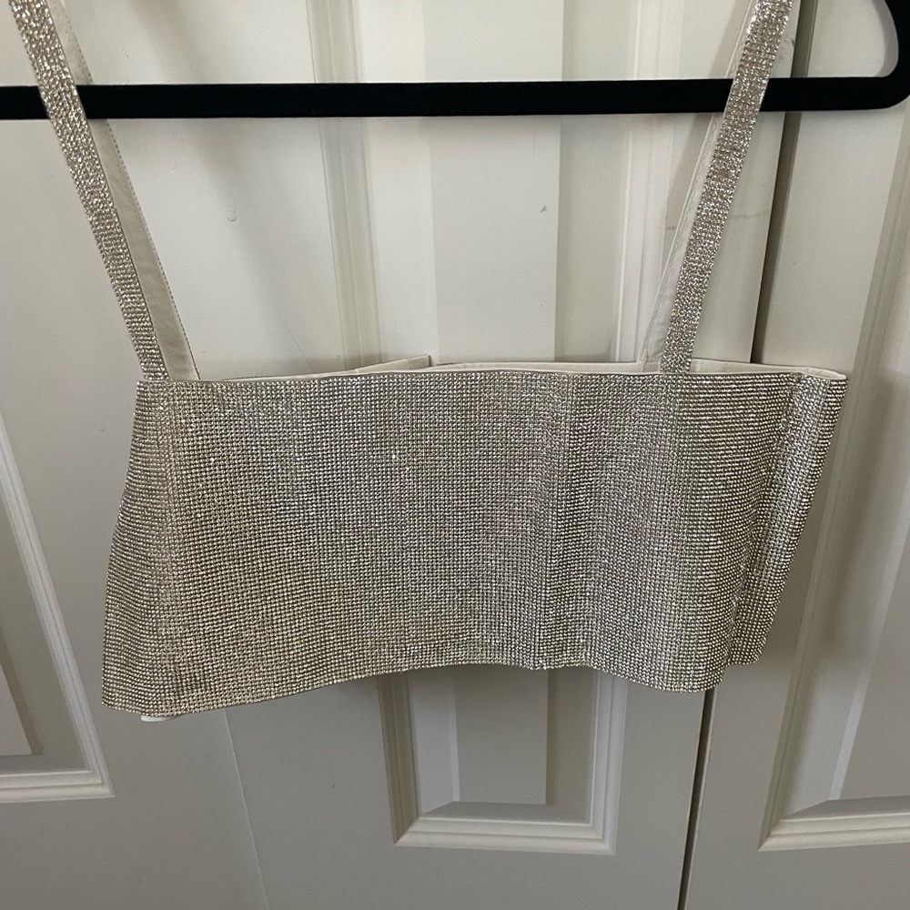 12th Tribe Silver Rhinestone Crop Top
